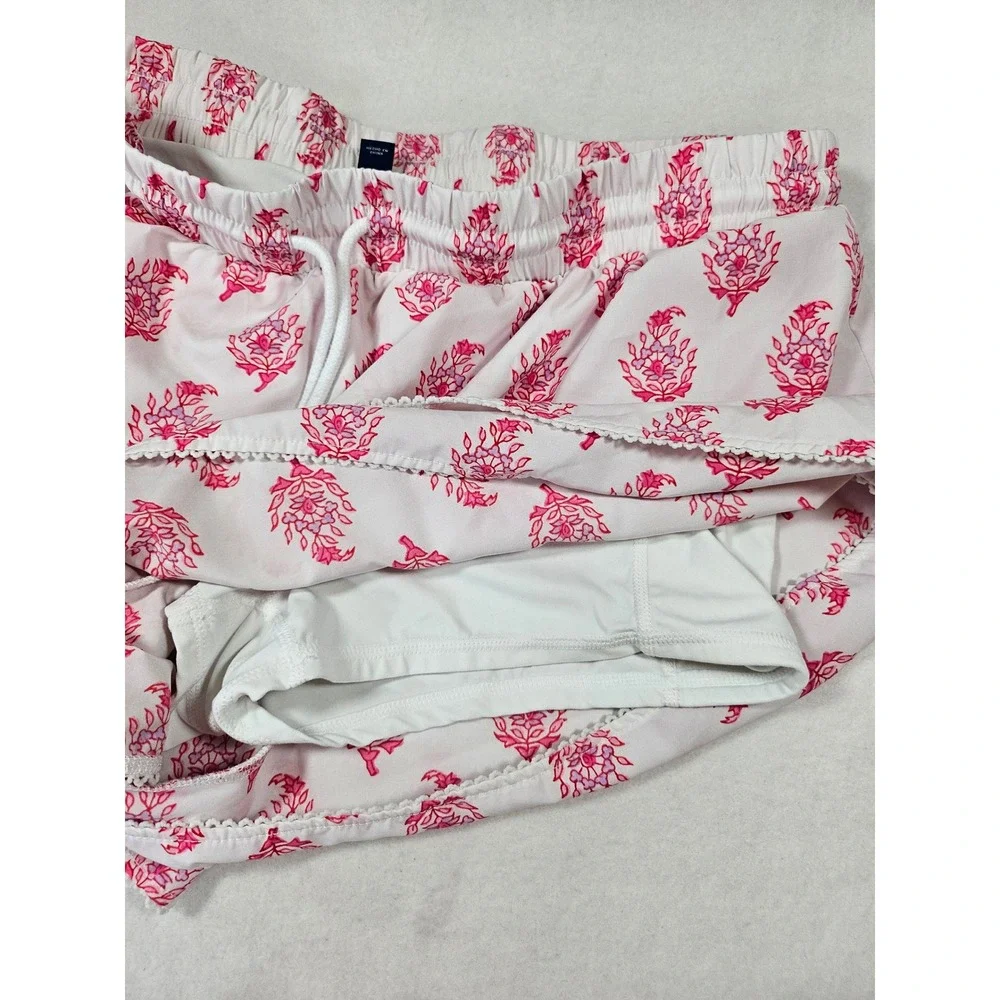 Roller Rabbit Amanda Pink Bouquet Print Ruffle Shorts Embroidered Trim Large Lg‎